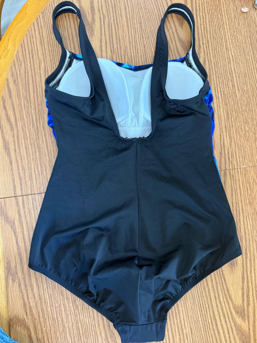 NWT Reebok Variations of Blue Swimsuit, Shelf Bra - Picture 3 of 12